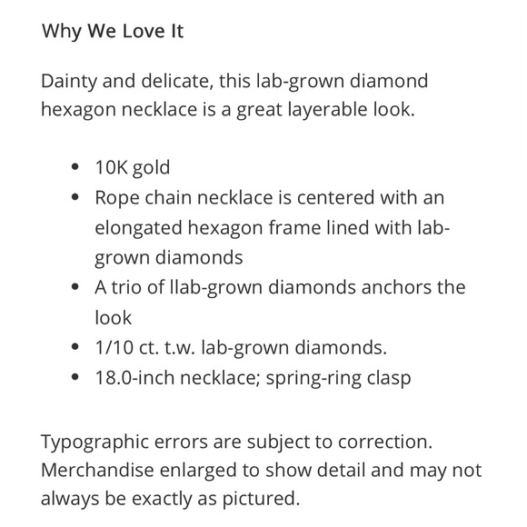 10K Gold Lab-Grown Diamond Elongated
Hexagon Necklace (Zales, NWT) - Picture 7 of 9